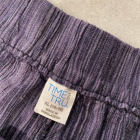 NWOT Time & Tru Size XL Blue Linen Blend Comfy Pull On Drawstring Shorts Pockets - Picture 8 of 12